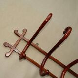 Wall-mounted coat and hat rack with 5 hooks by Thonet - 1900 - curved wood