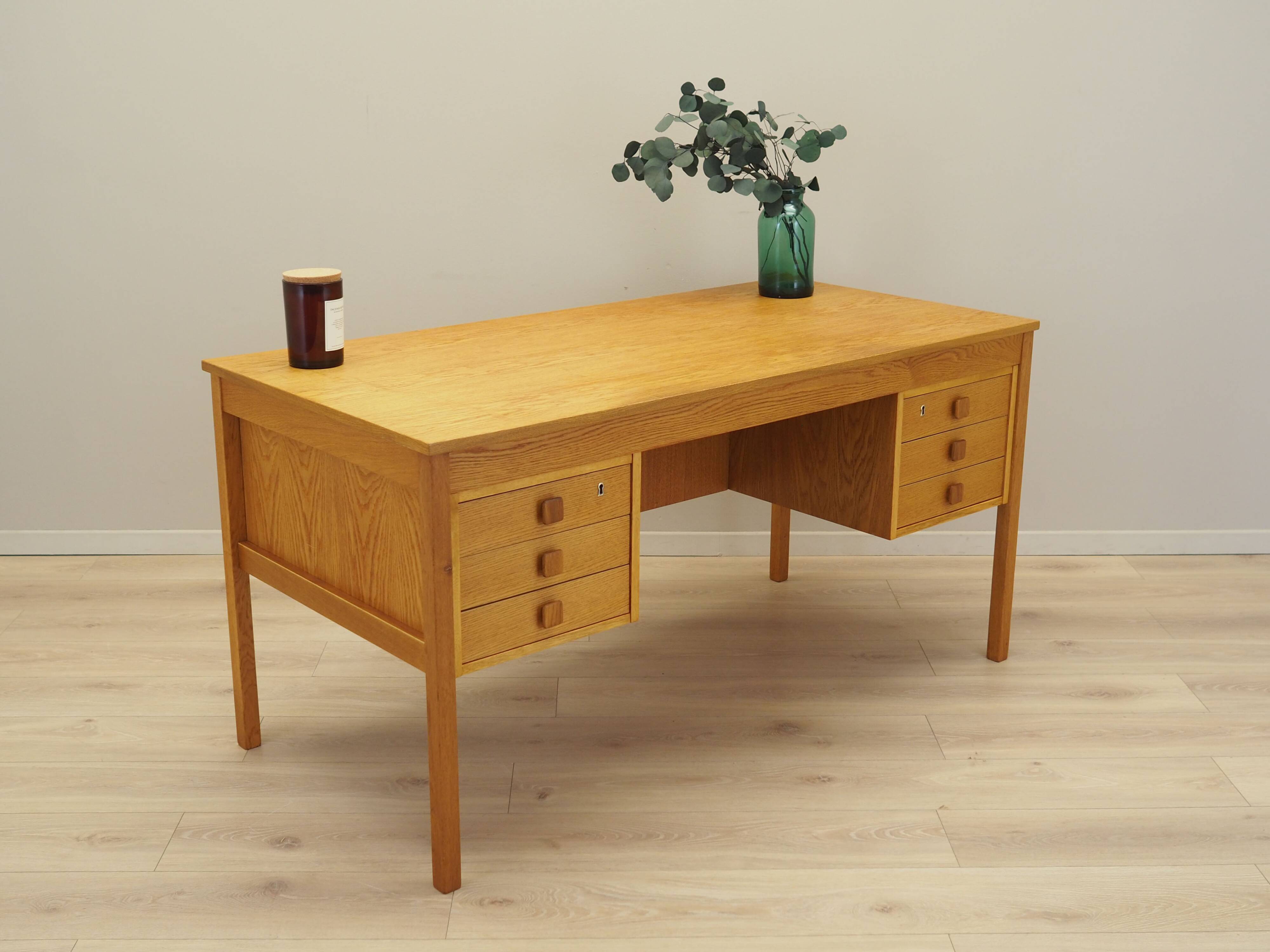 Ash wood desk, Danish design, 1970s, manufacturer: Domino Møbler