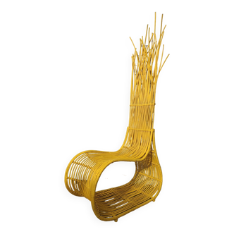Yellow armchair"wave" rattan