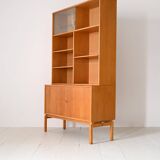 Vintage oak bookcase with display case