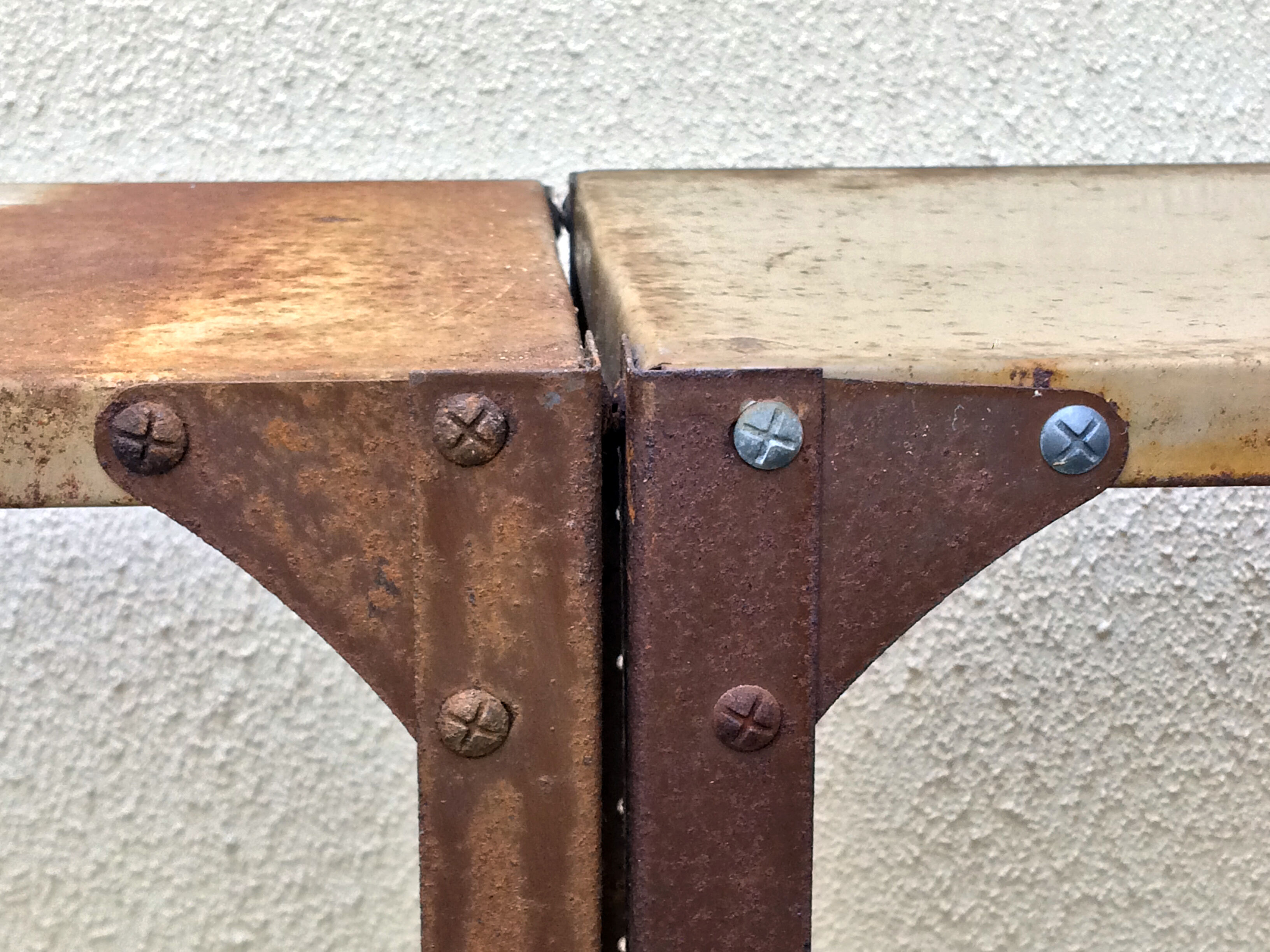 Pair of metal workshop shelves