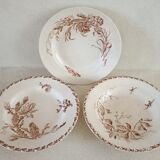 3 plates of iron earth mismatched Gien