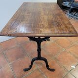 Old bistro table with oak top