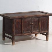 Chinese low altar cabinet with two doors and dark patina – China, around 1900