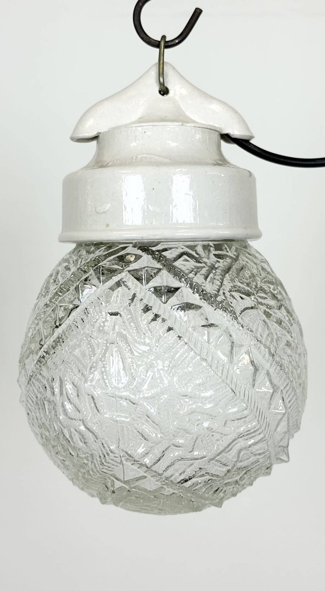 Vintage White Porcelain Pendant Light, 1970s