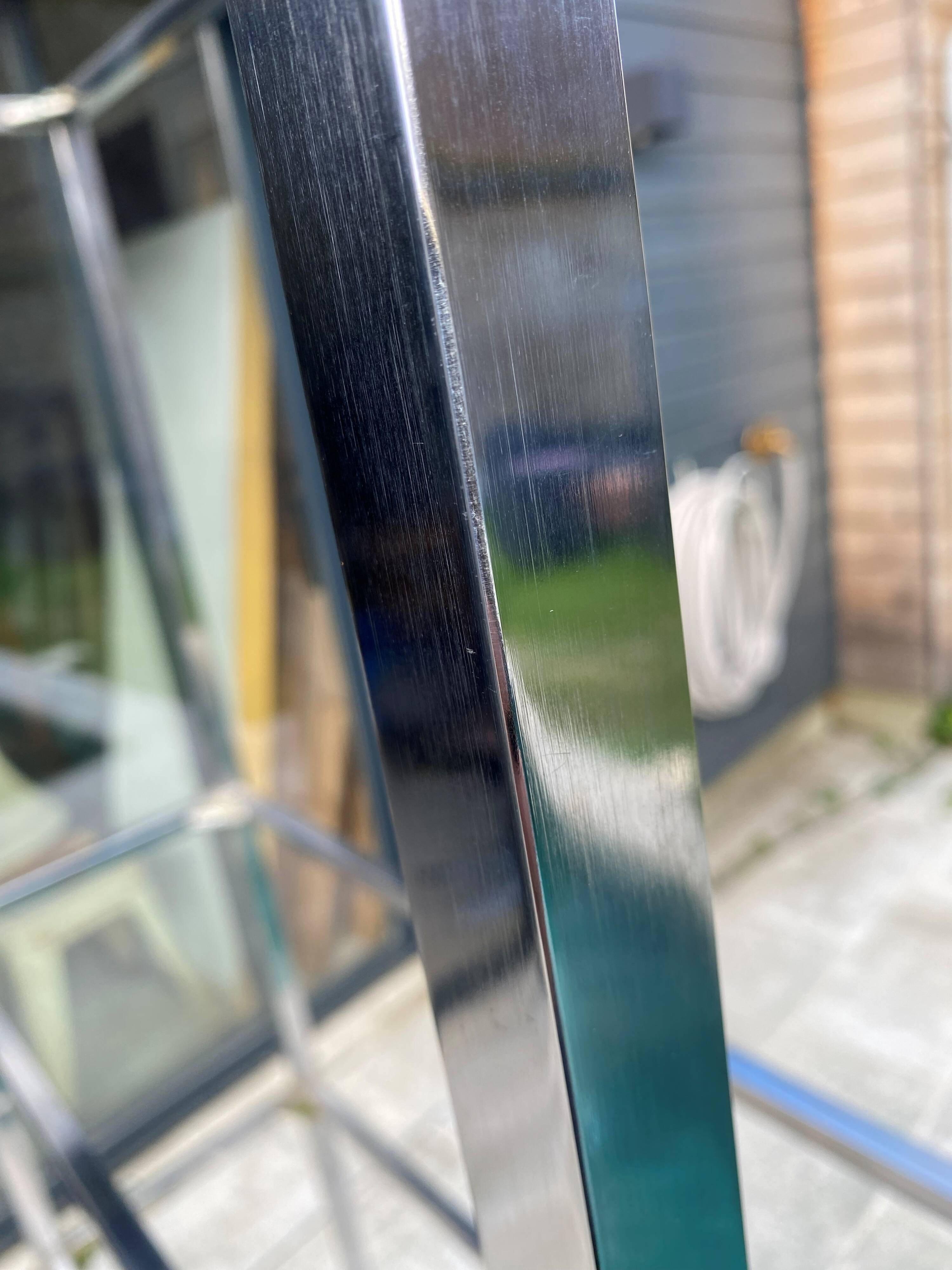 Display bookshelf modular wall shelf glass and chrome vintage 1970s