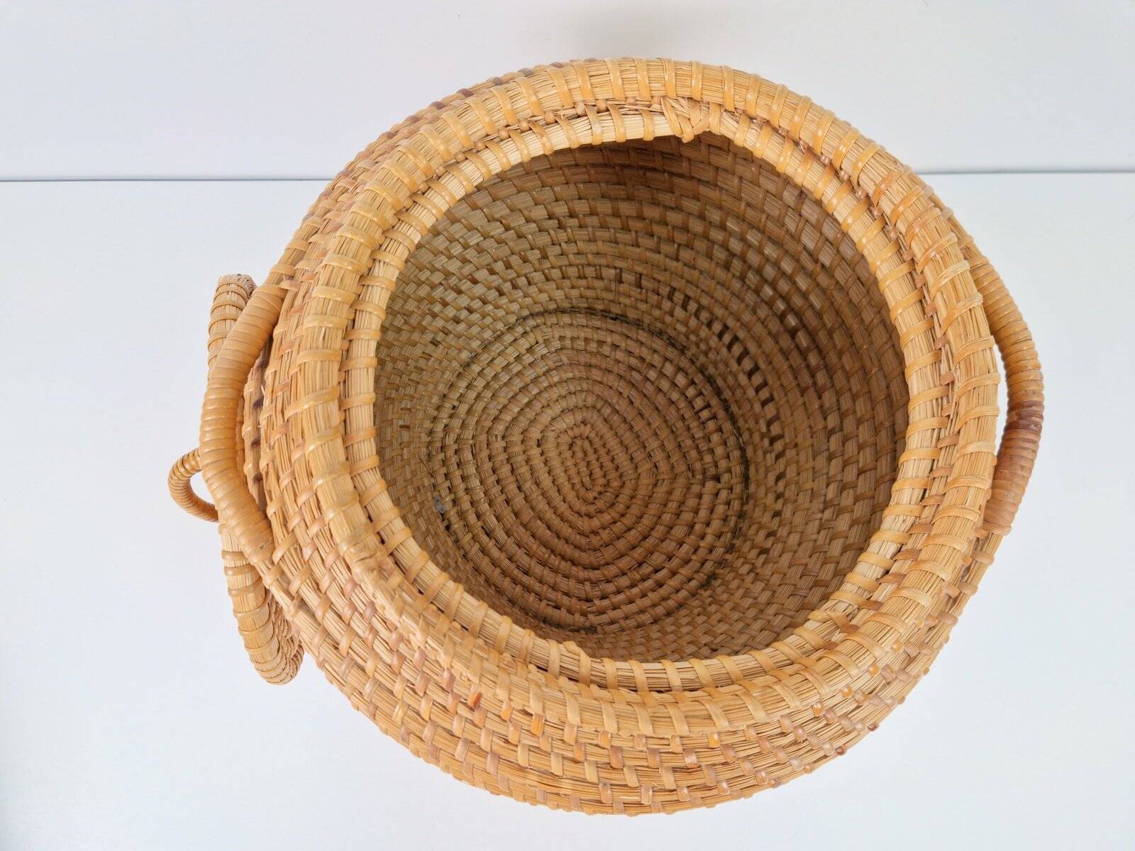 Vintage Rush Snake Charmer Lidded Basket, 1960