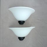 2 opal glass half bell sconces