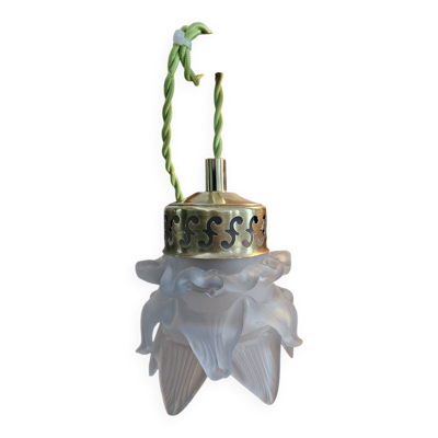 Suspension pâte de verre fleur