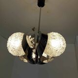 3 ball chandelier with stainless steel frame from the 70s Space Age