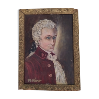 Portrait character man 18th century golden frame