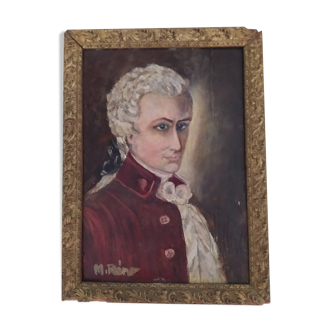 Portrait personnage homme 18 eme siecle cadre doré