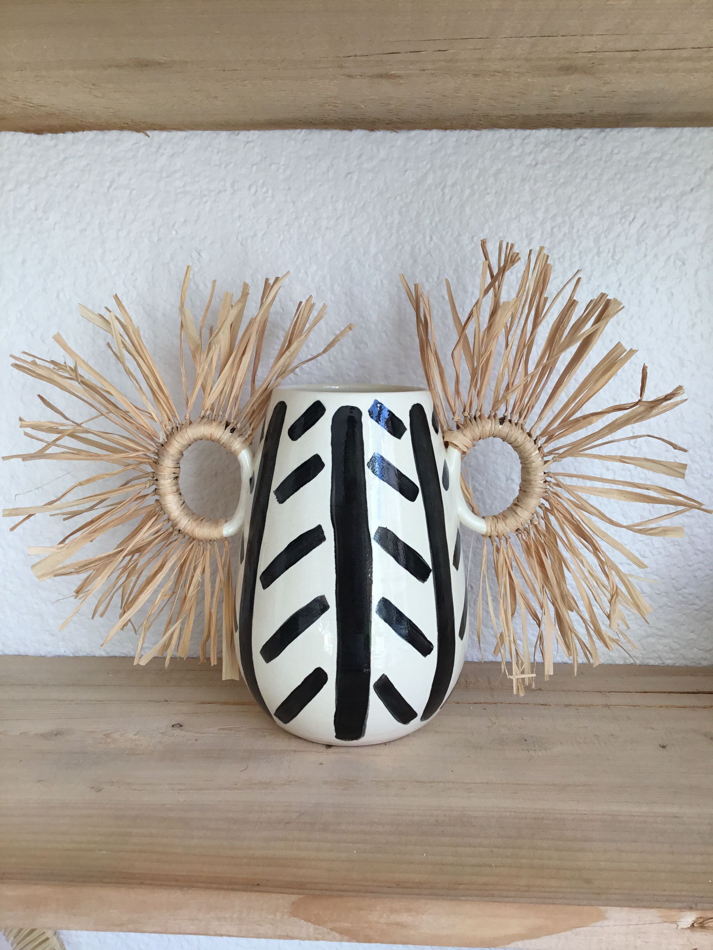 Hand-painted enamelled ceramic ethnic vase