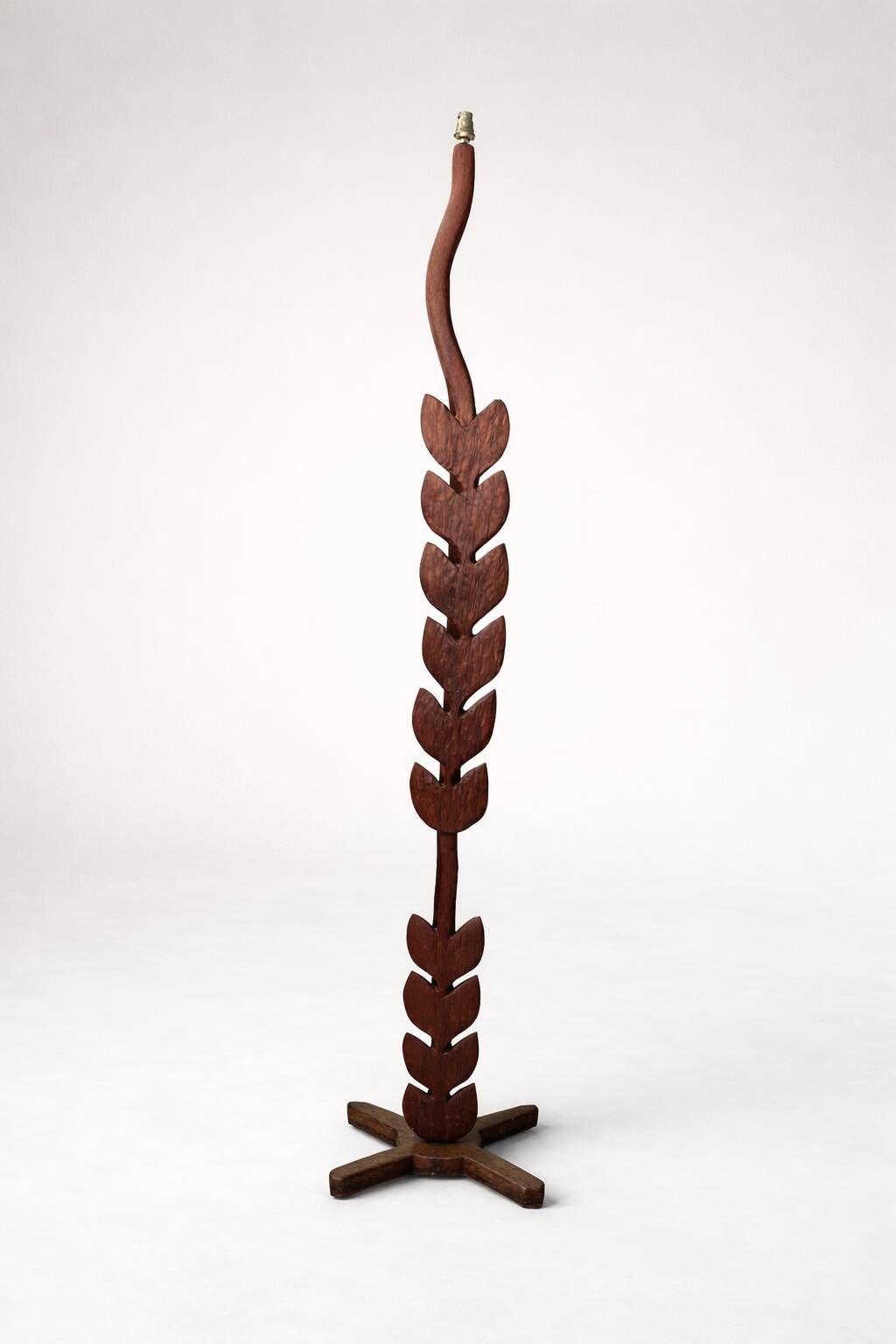 Sculptural floor lamp in solid wood