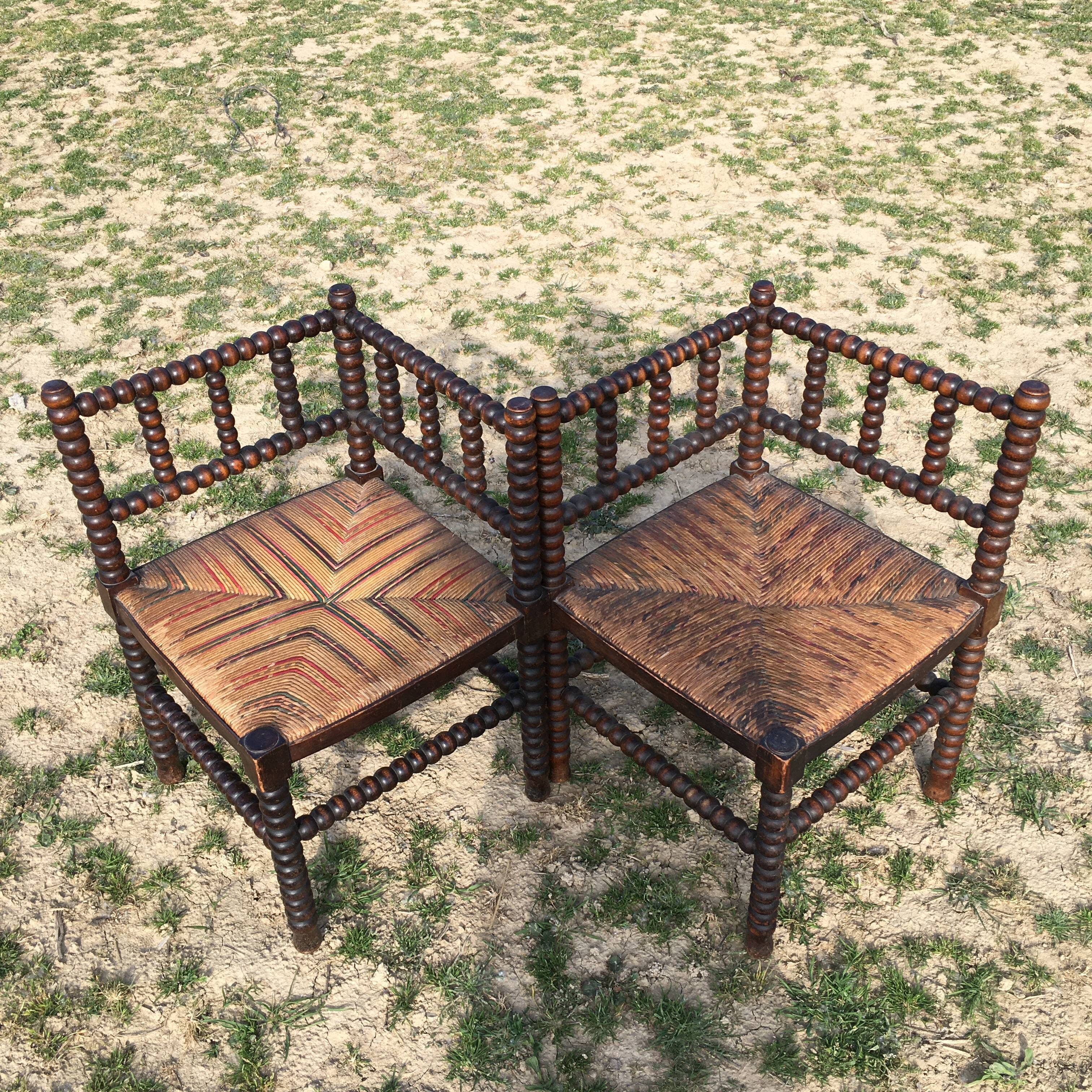Pair of mulched corner chairs 1930
