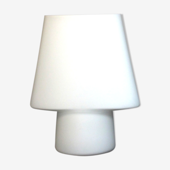 White design 70s glass table lamp