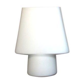 White design 70s glass table lamp