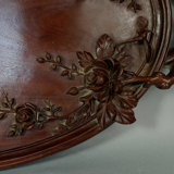 Old wooden tray carved with birds, butterflies and flowers China around 1900. SB