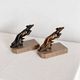 Marble and bronze metal bookends, Art Deco, greyhound, bookshelf.