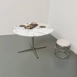 60s marble table with chrome cross base