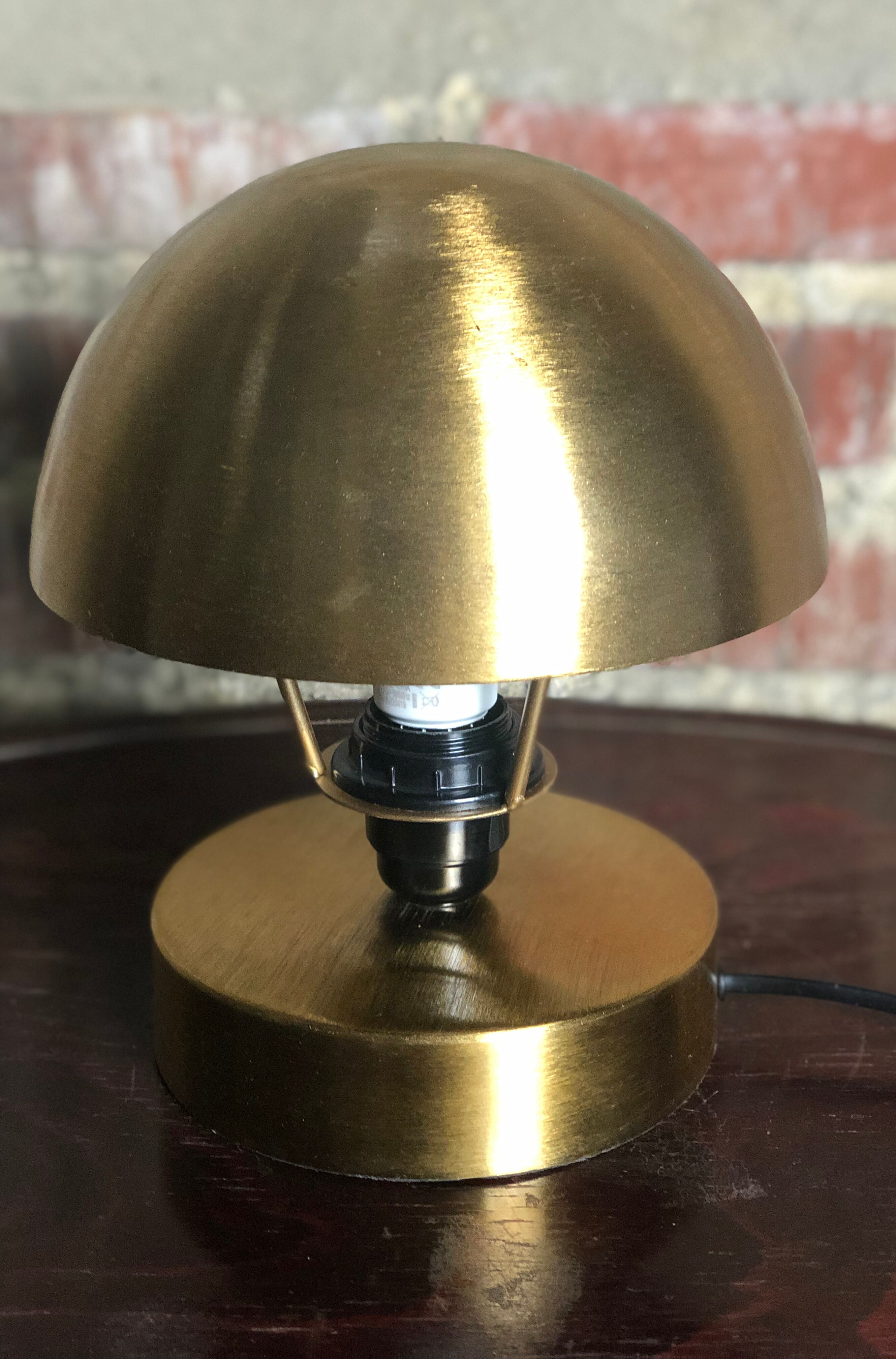 Art Deco-style mushroom lamp in gilded brass