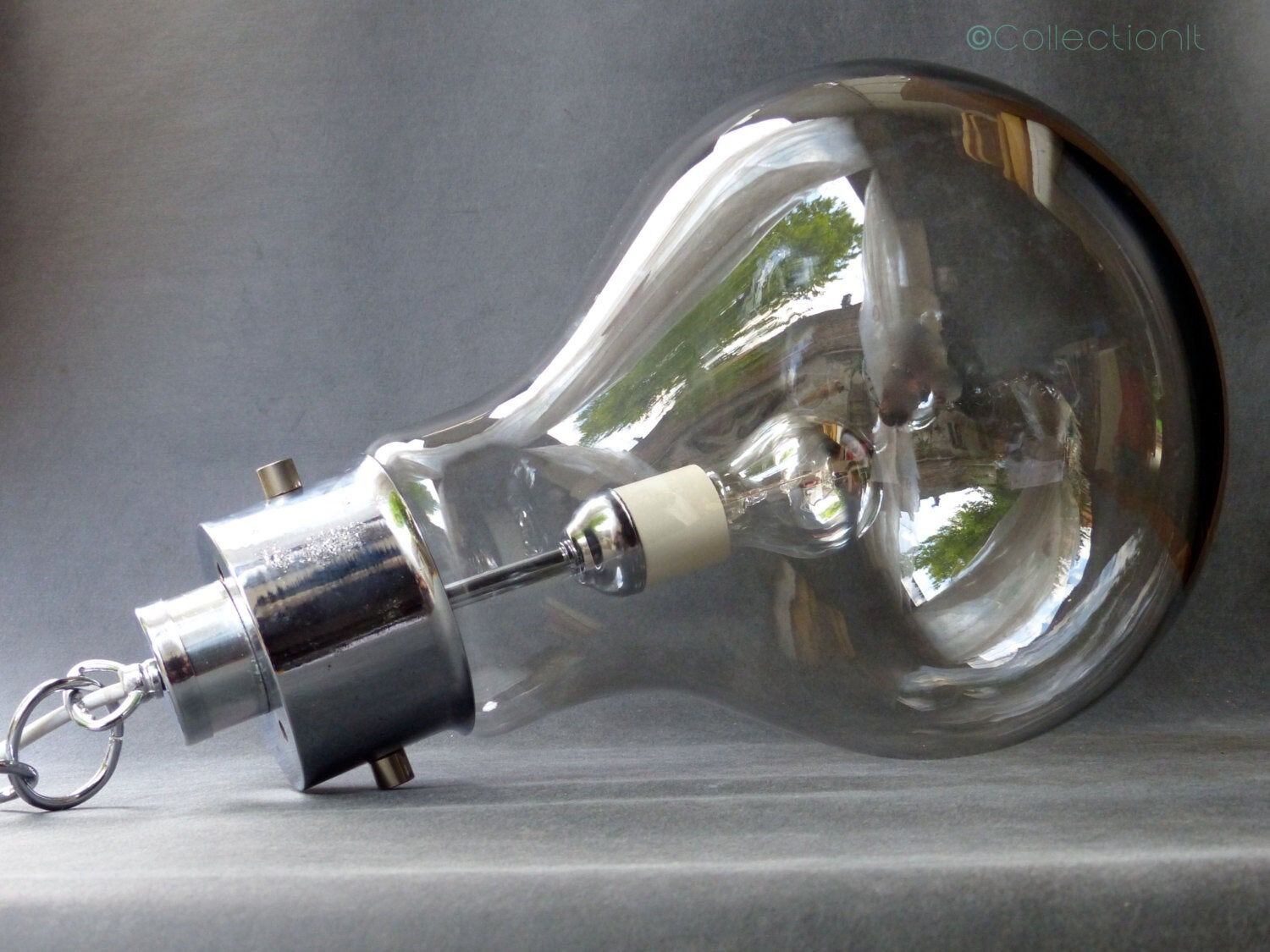 Vintage hanging shaped smoked glass bulb