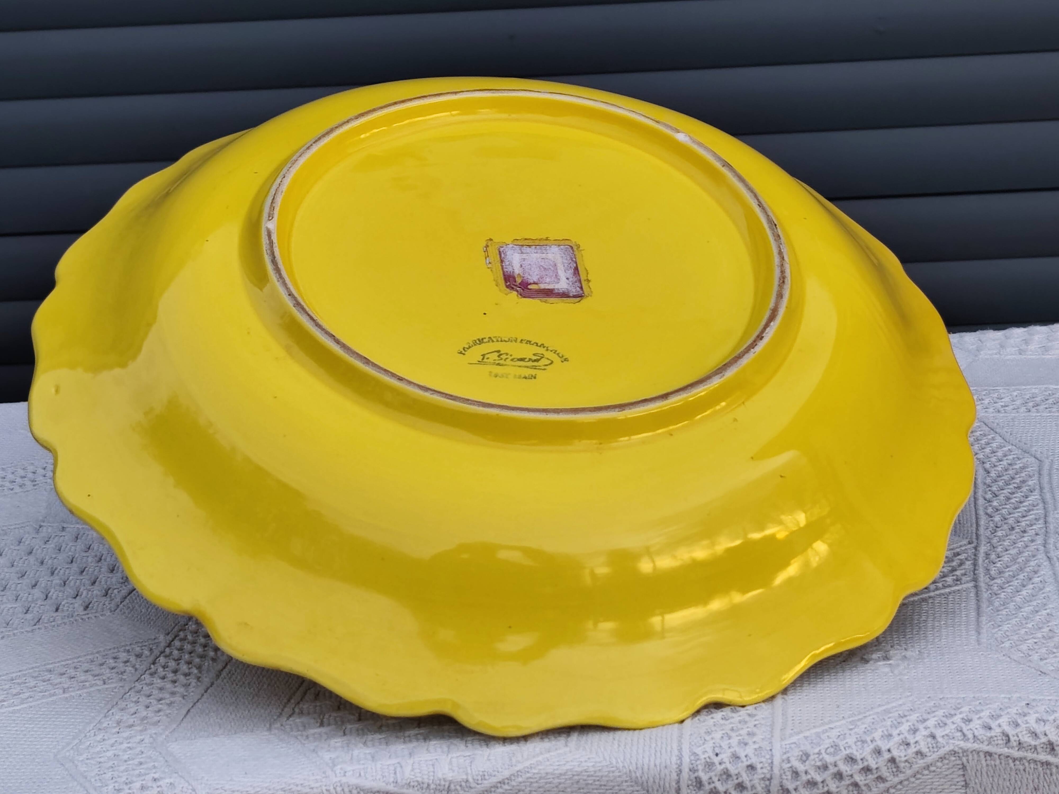 Vintage earthenware plate signed "F. Sicard"