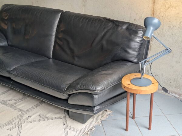Canapé 2 places Roche Bobois – Cuir noir – Design contemporain