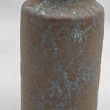 Brutalist stoneware vase with blue powdered enamel