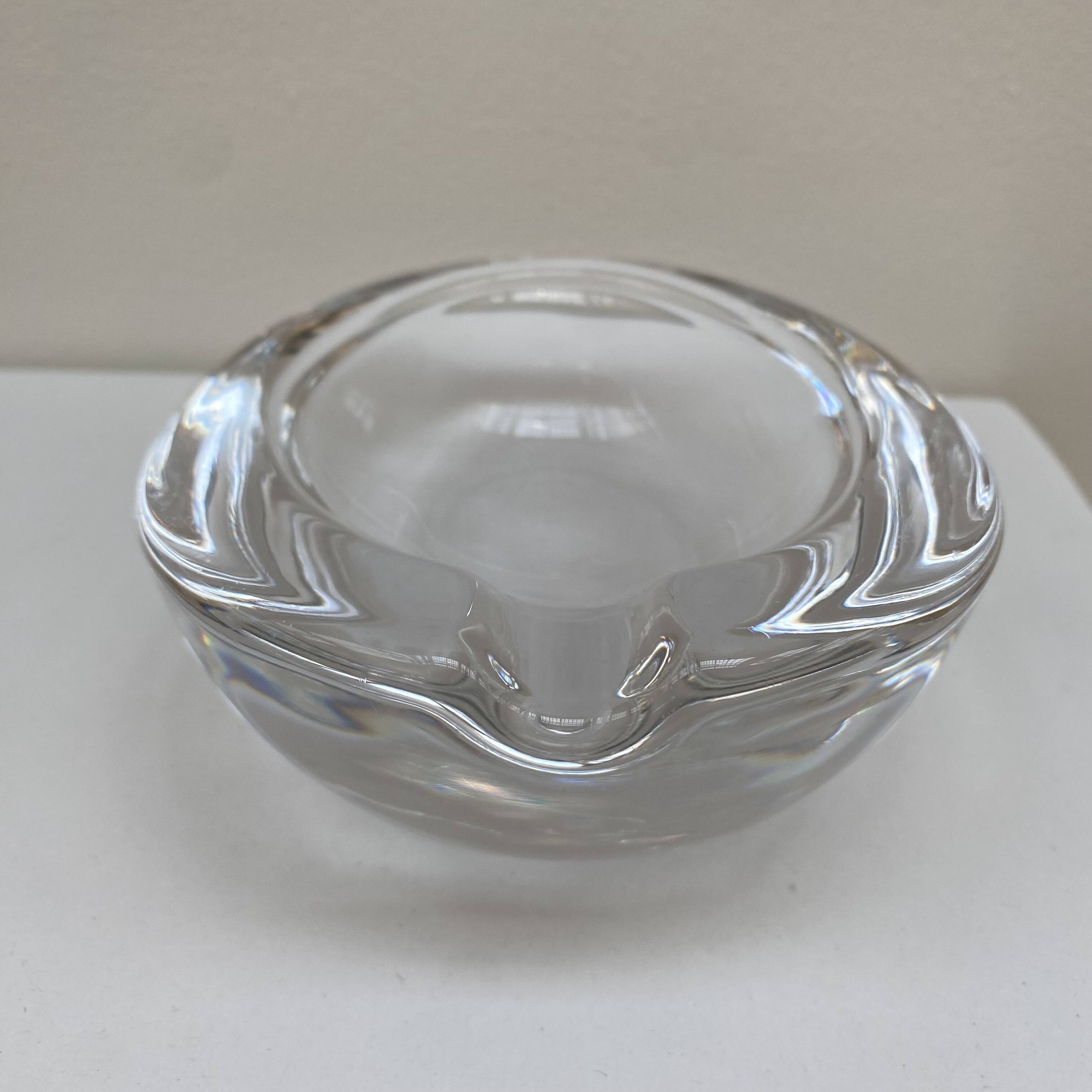 Large glass crystal ashtray by Art Vannes France