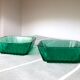 Vintage square ramekins made of Arcoroc glass - Emerald Green