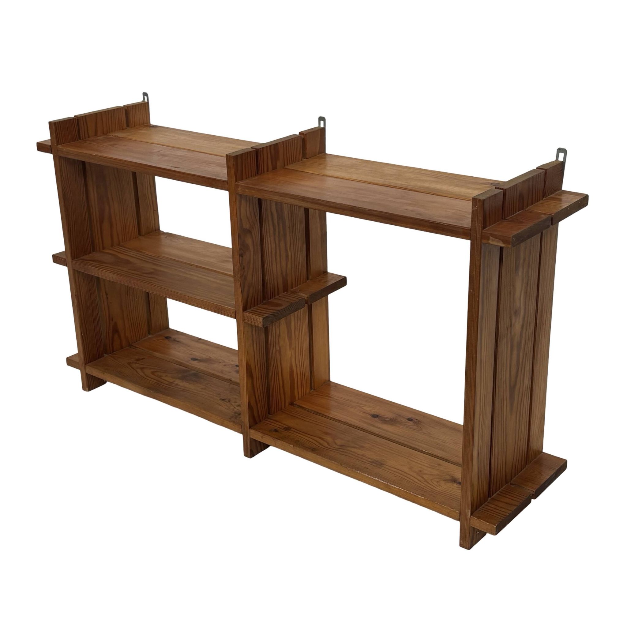 Vintage Wall shelf rack Pinewood wood 70s design