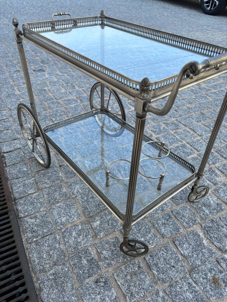 Jansen Silver-finish Rolling Serving Cart