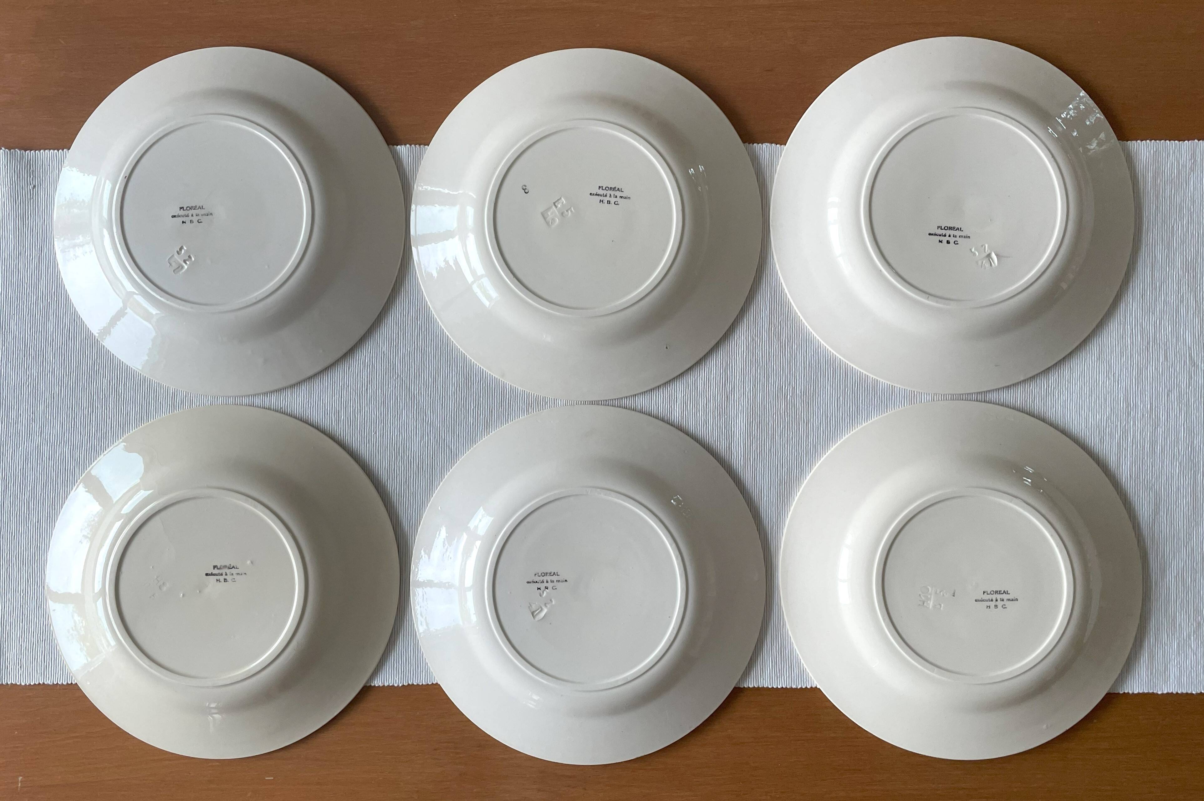 6 old flat plates in Choisy-le-Roi earthenware