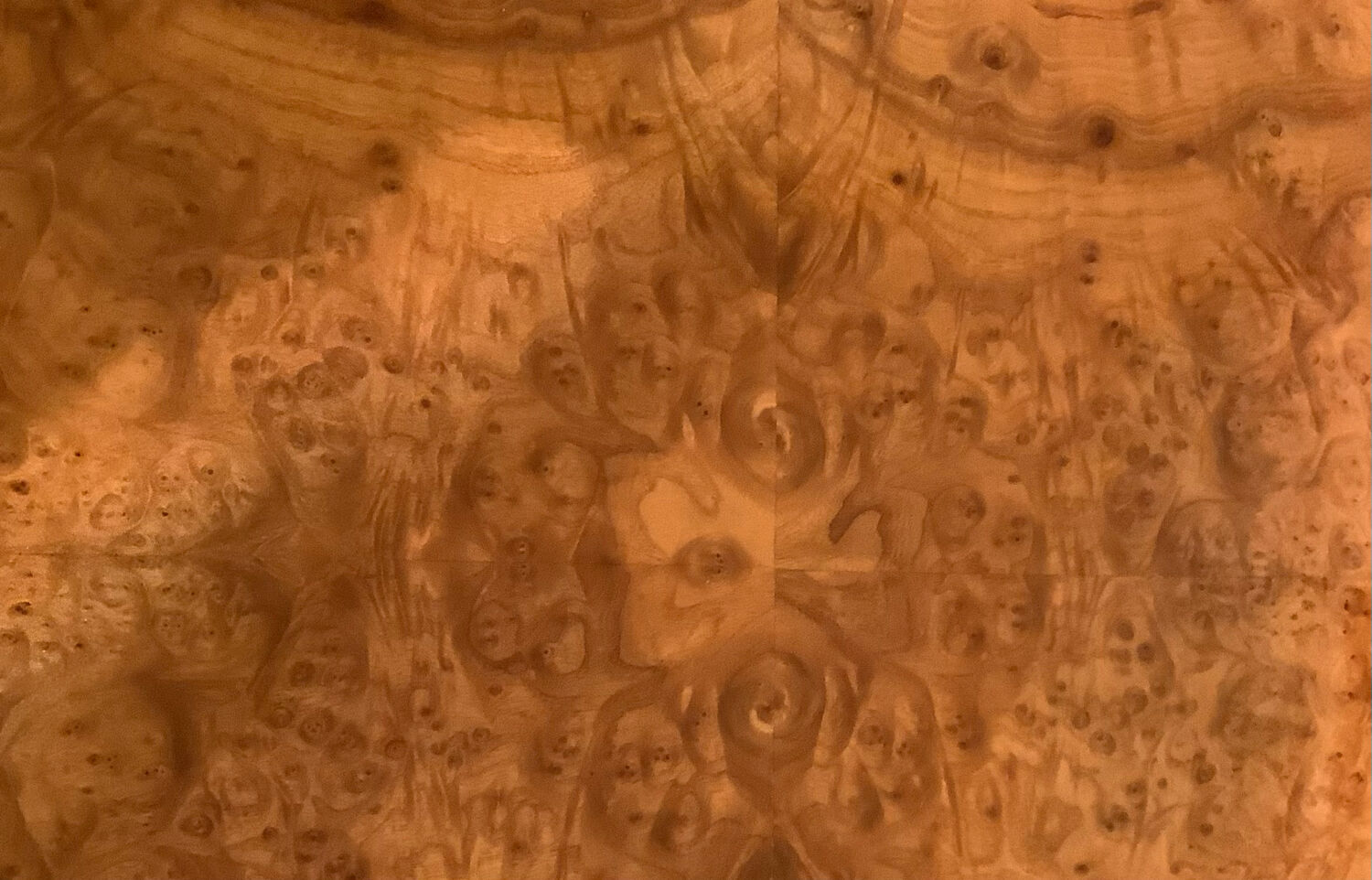 Rectangular elm magnifying glass coffee table, c. 1980