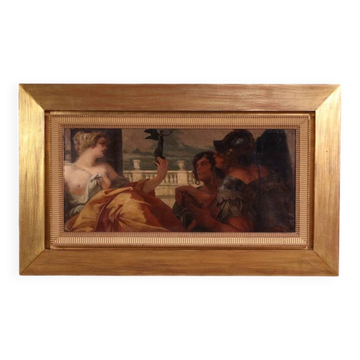 Peinture signée P. Massani, allégorie de la Victoire.