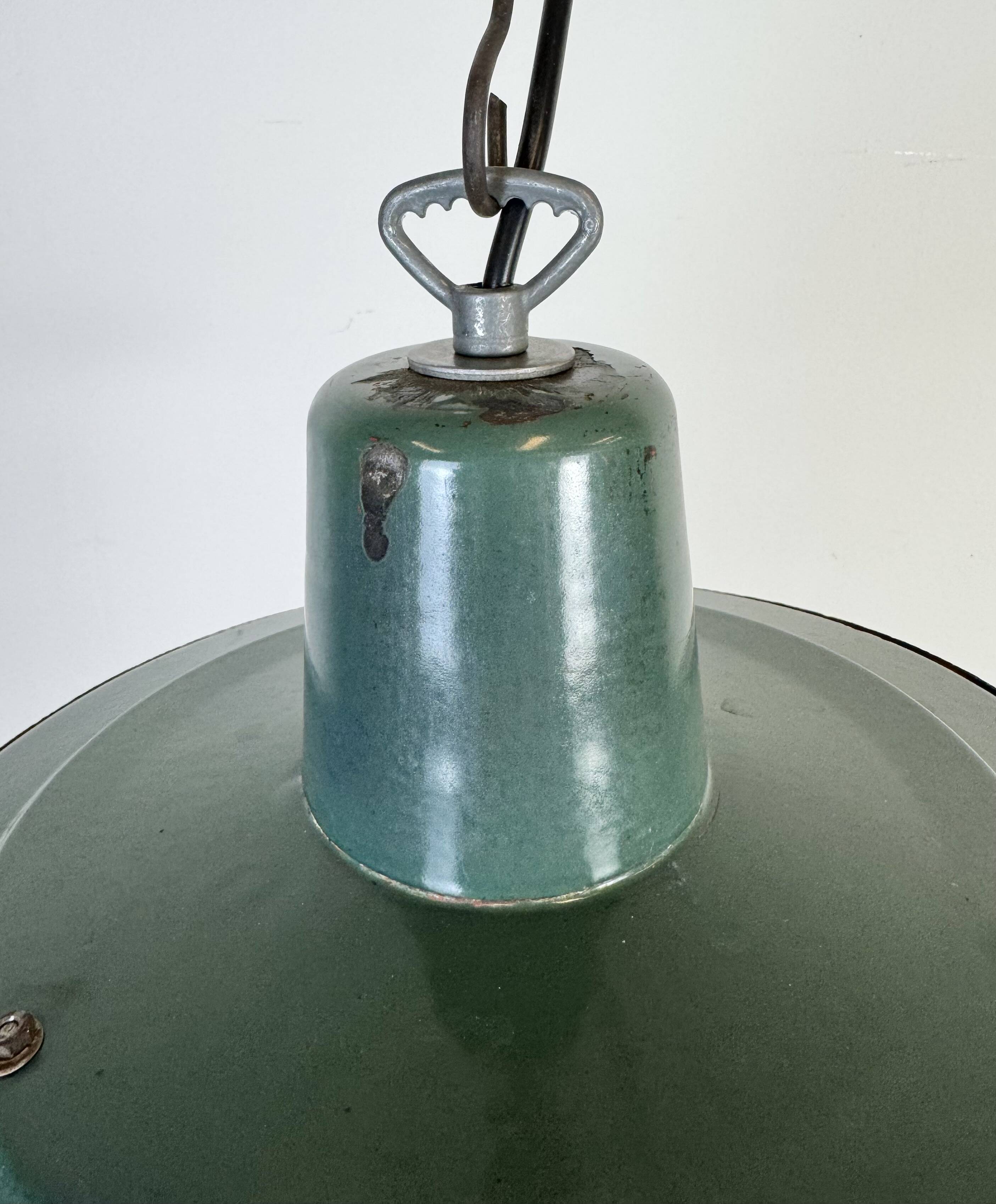 Industrial Green Enamel Cage Pendant Light, 1960s