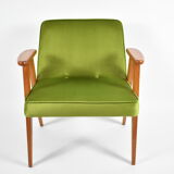 Club armchair 366, designer J. Chierowski, restored, 60s icon, green velvet