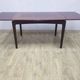 Table and four chairs set, brown wood, beige fabric, Denmark, 1970s.