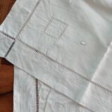 Large vintage white linen embroidered pillowcases (set of 2)