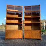 Pair of vintage glass shelves libraries