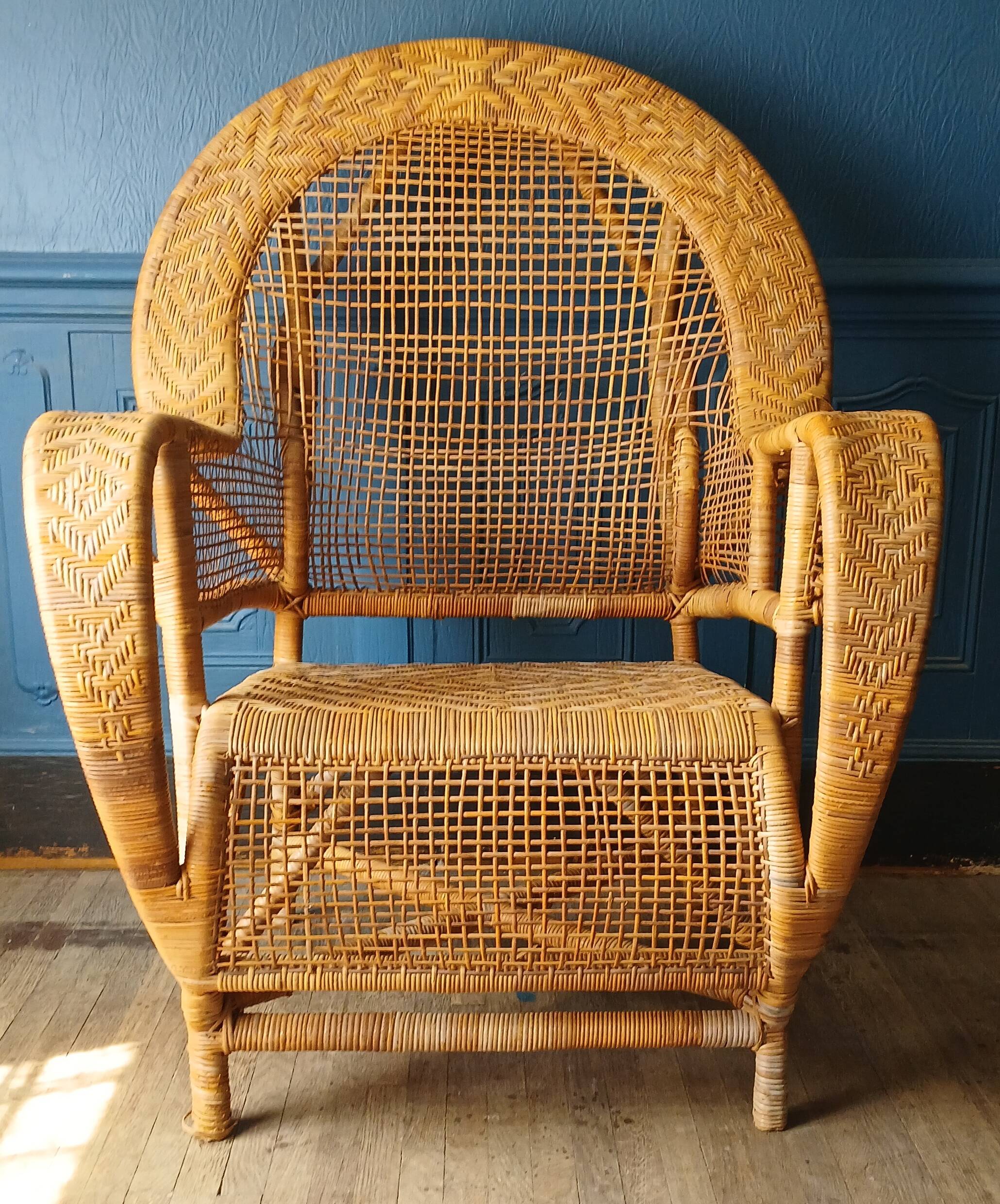 Rattan armchair in the style of Kay Fisker for R. Wengler. Danish work from the 1960s.