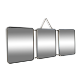 Vintage mirror 1960 triptych barber Arpin rust - 25 x 61 cm
