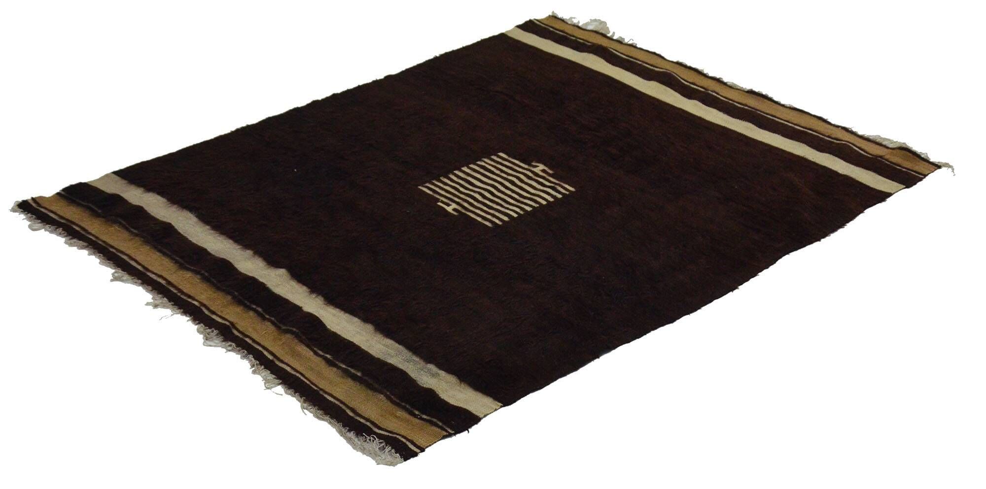 Small Vintage Anatolian Kilim Brown and Beige 165 x 128 cm