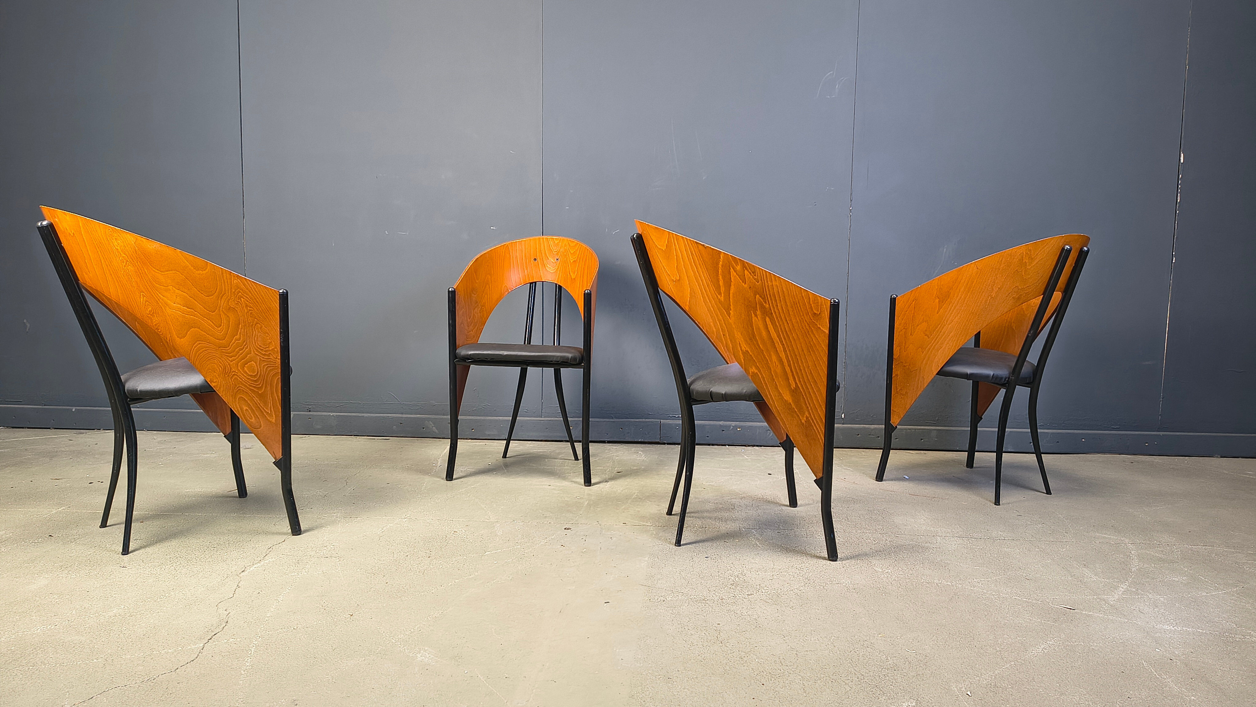 Postmodern Spanish dining chairs, 1980s - set of 4