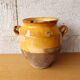 Small old yellow glazed terracotta pot