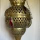 Old vintage oriental lantern pendant lamp in brass