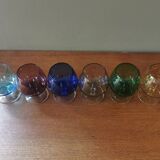 Suite of 6 multicolored vintage stemmed glasses