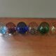 Set of 6 vintage multicoloured stemmed glasses
