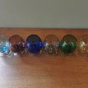 Set of 6 vintage multicoloured stemmed glasses